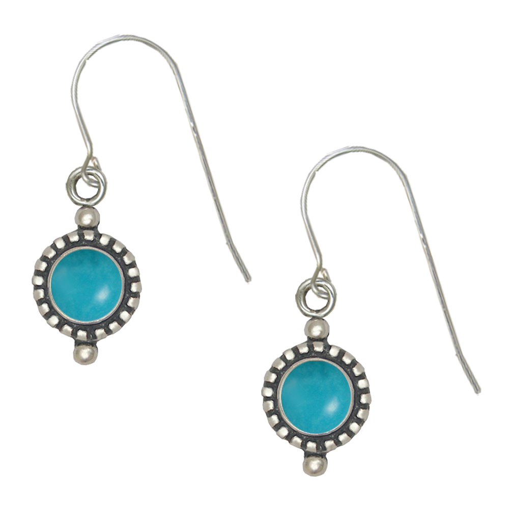 Sterling Silver Little Turquoise Gemstone Drop Dangle Earrings